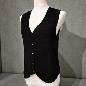 Anne Klein Black Ribbed Tank Top